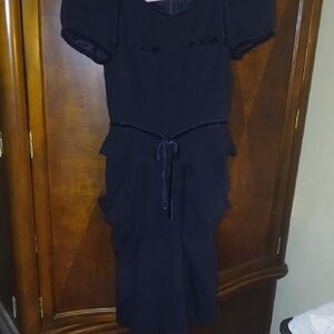 Marc By Marc Jacobs Black Midi Dress with Puff Sleeves